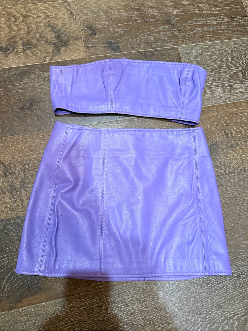 Camilla coehlo purple lamb Leather Mini Skirt set M